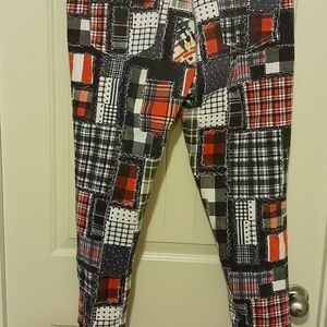 Checked colored blue jeans